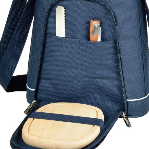 Insulated Wine Tote Bag with Cheese Board & Corkscrew - 2 Bottle Capacity, Olive Tweed