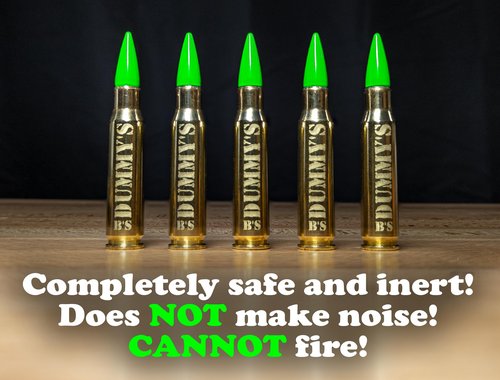 B's Dry Fire Snap Caps - A.K.A. B's Dummy's - Dummy .308 Win / 7.62x51mm Training Caps (5 Pack) (Green Brass)