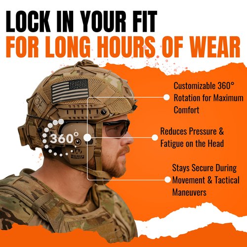 Tigrett Outdoors ARC Rail Adapter for Walker Razor Thin Tactical Headset – Tactical Helmet Accessory with 360° Rotation – Compatible with ARC Rails, Fast Helmet, and Military Ear Protection