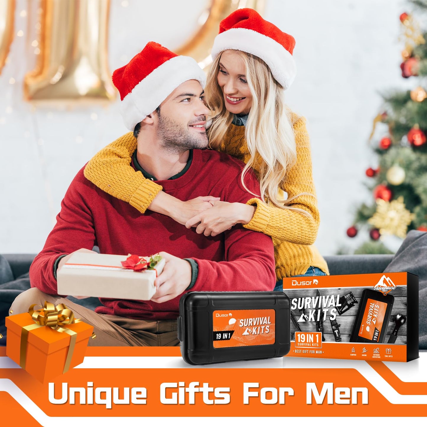 Dusor 21 in 1 Survival Kit Stocking Stuffers for Men, Mens Gift for Christmas 2025, Hunting Fishing Accessories Gifts, Camping Essentials Gifts for Men Who Have Everything, Survival Gear and Supplies