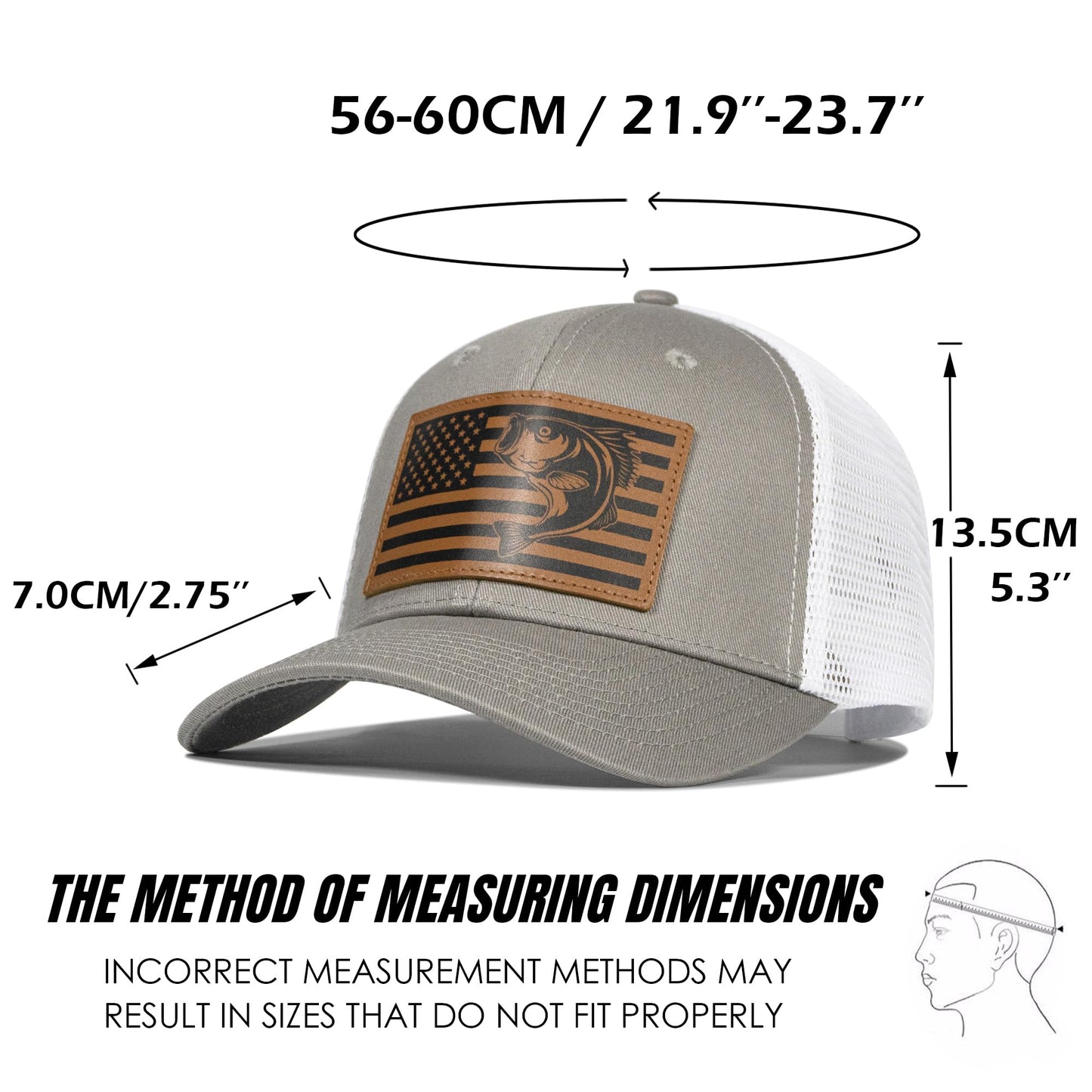 Fishing Gifts for Men Women, Unique Fish Stuff Flag Trucker Hat for Fisherman Best Gift, Black/Grey