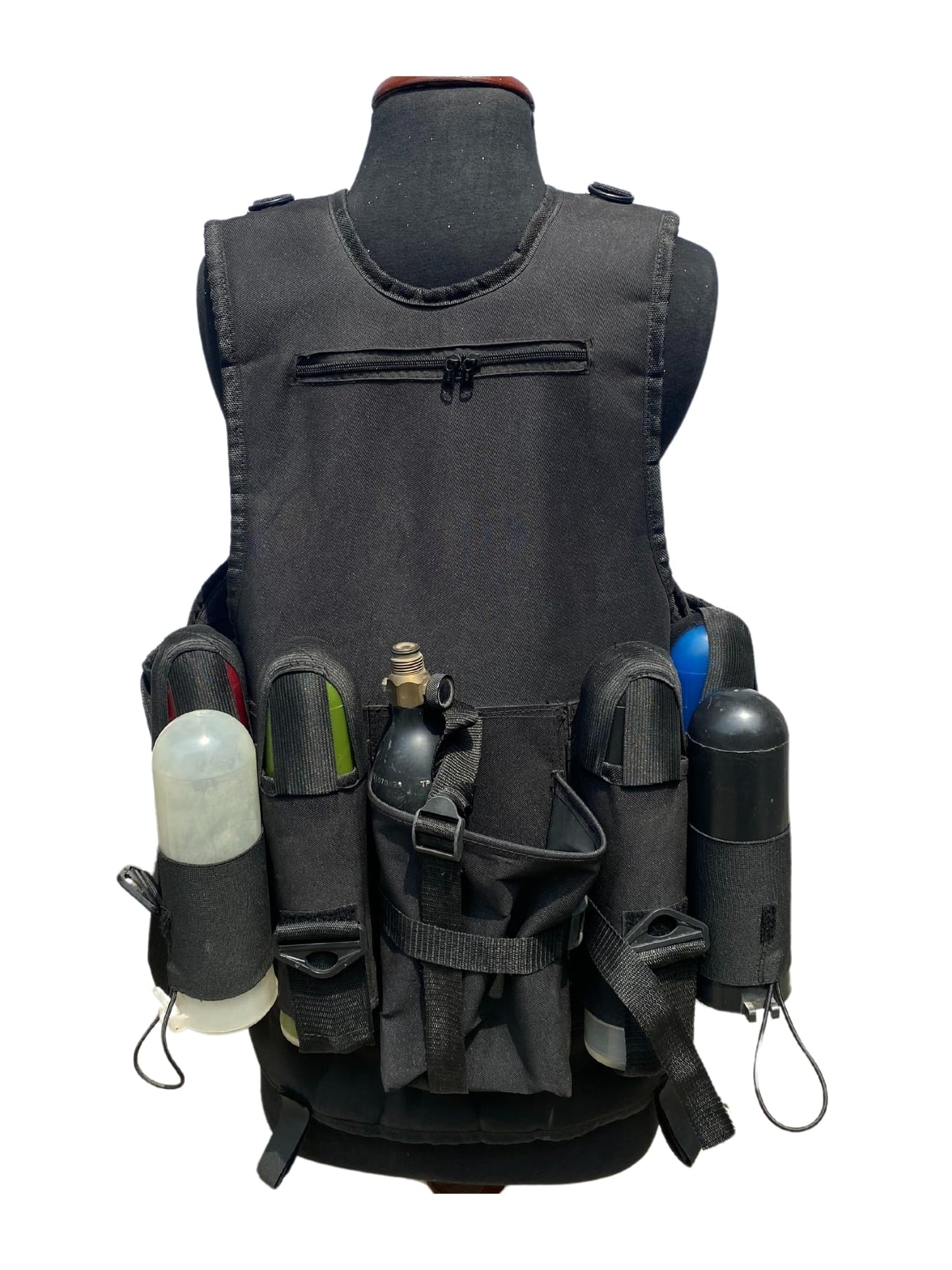 Generic 11 pod paintball vest with free size half finger gloves and barrel pouche, unisex