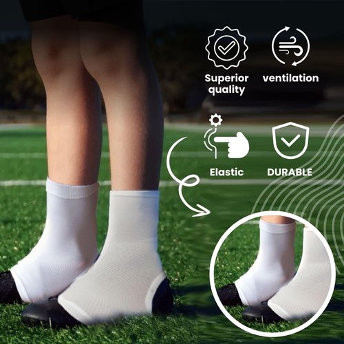 Pure Athlete Football Spats - Cleat Covers and Lace Band Sleeves for Turf Sports, Soccer, Cycling, Lacrosse, Drip Made for WR and Youth Players, Keeps Your Laces Tied (White, L)