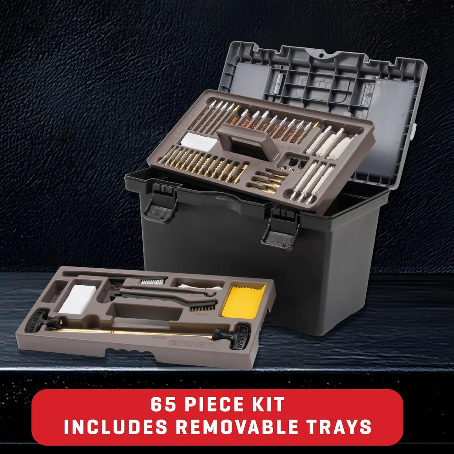 Allen Company Universal Gun Cleaning Kit & Tool Box - Rifle, Shotgun & Handgun Gun Cleaner Kit - 65-Piece - Gun Accessories for Men and Women - Cleaning Kit Gun Case - Black
