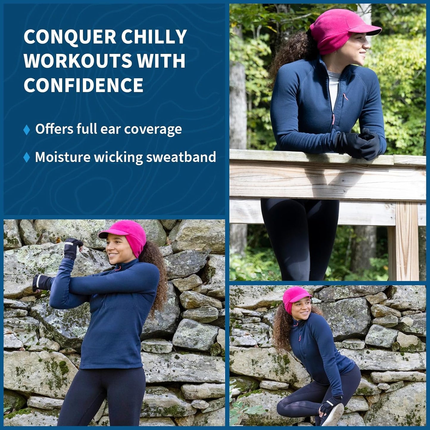 TrailHeads Fleece Ponytail Hat for Women – Trailblazer Reflective Winter Hat with Ponytail Hole for Workouts