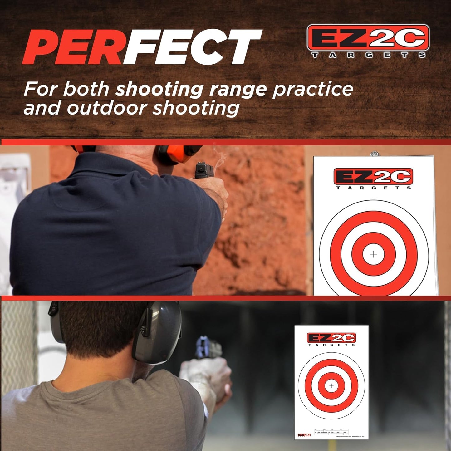 EZ2C Pistol Target, Bullseye Practice Targets for Shooting Range, Made in USA Compatible with All Pistols and Handguns, Tactical Paper Targets for Gun Range 11" x 17" Tear-Off Pad of 25