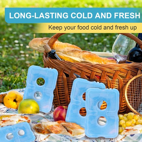 TOPOKO Ice Packs for Lunch Bags, Cooler, Freezer Packs for Lunch Box, Cooler Bag, Slim Reusable & Long-Lasting, BPA-Free, Quick Freeze, Perfect for Picnic, Camping, Beach, Outdoor Sports (4 pack blue)
