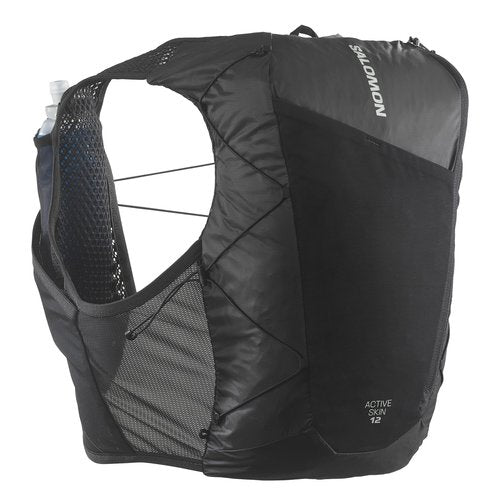 Salomon Unisex Active Skin 12, Hydration & Storage Vest with 500ml Flasks Included - Black / Metal - L