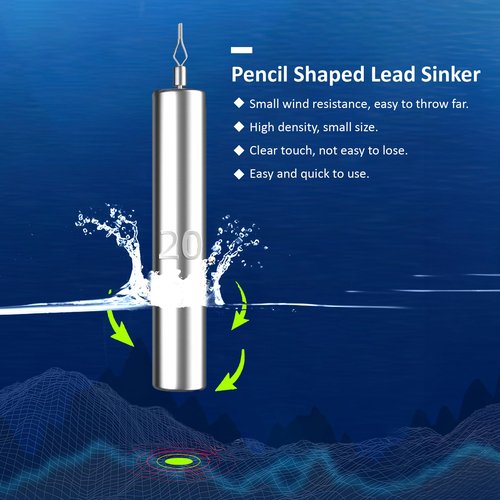 CAMATET 50pcs Lead Fishing Weights Sinkers, Small Drop Shot Weights with Barrel Swivels,1/8 oz Fishing Sinker for Saltwater Freshwater Fishing, Pencil Weight Sinkers for Bass Catfish Fishing