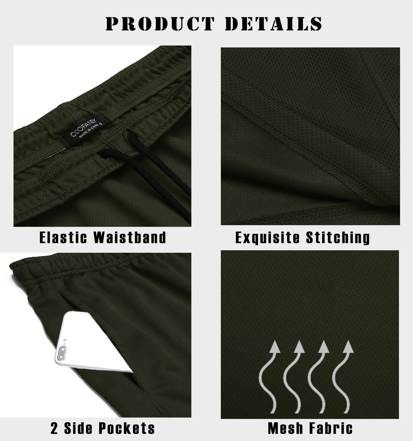 COOFANDY Men's 3 Pack Gym Workout Shorts Quick Dry Training Bodybuilding Shorts Mesh Athletic Short Pants with Pocket