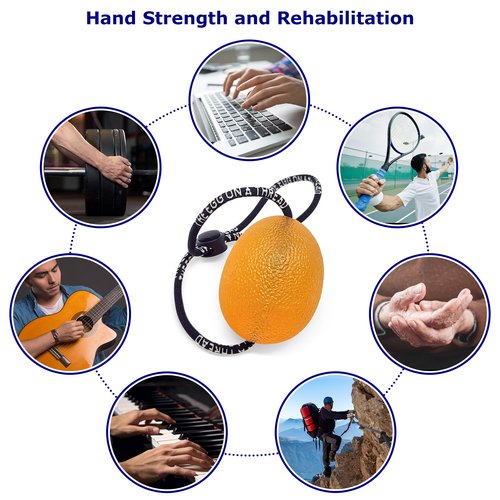 THE EGG ON A THREAD - hand squeezer trainer, grip strengthener, therapy and stress ball. This one-set exerciser is perfect for stress relief, forearm, hand and finger strength, therapy and rehab