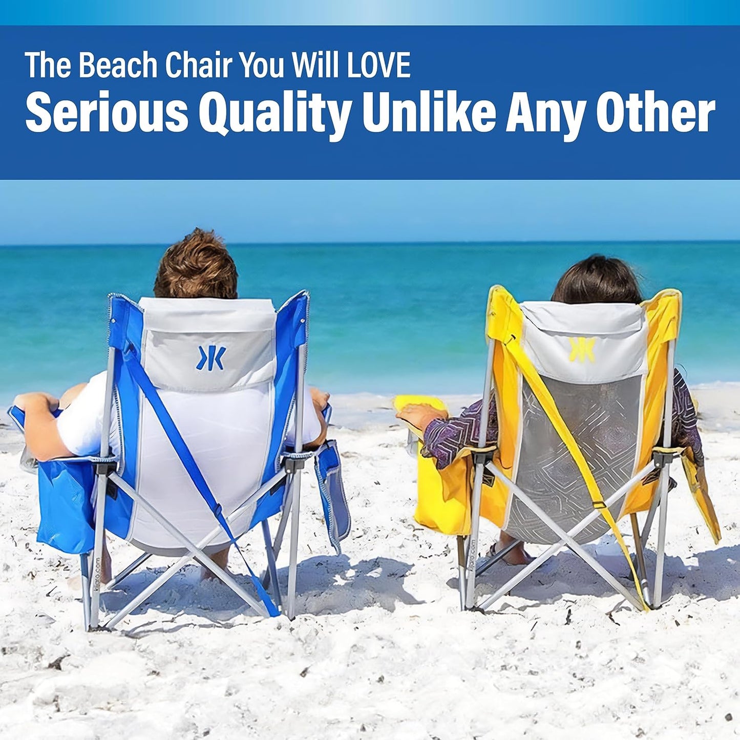 Kijaro Beach Sling Chair with Cooler Pocket - Various Fun Colors & Patterns - Perfect Beach Folding Chair and Camping Chair - Includes a Detachable Pillow