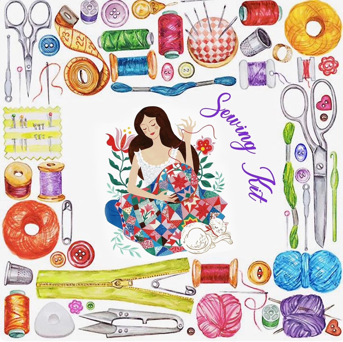 XWYQSLJY Sewing Kit, Sewing Kit for Adults,Marcoon Needle and Thread Kit with Sewing Supplies and Accessories Contains Scissors, Measure Tape,Seam Ripper,Suitable for Home, Travel, Beginner, Emergency