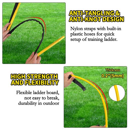 Socpuro Agility Ladder Speed Training Equipment 16FT 12 Rung Footwork Sports Agility Speed Ladder for Football Basketball Baseball with Carry Bag