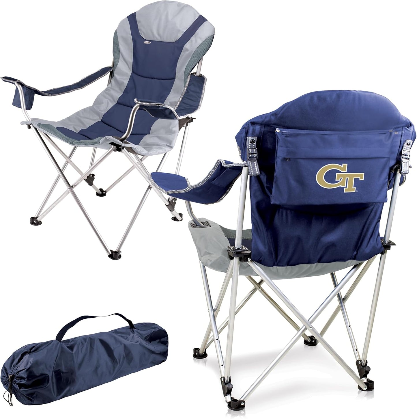 PICNIC TIME NCAA Arkansas Razorbacks Reclining Camp Chair - Beach Chair for Adults - Sports Chair with Carry Bag