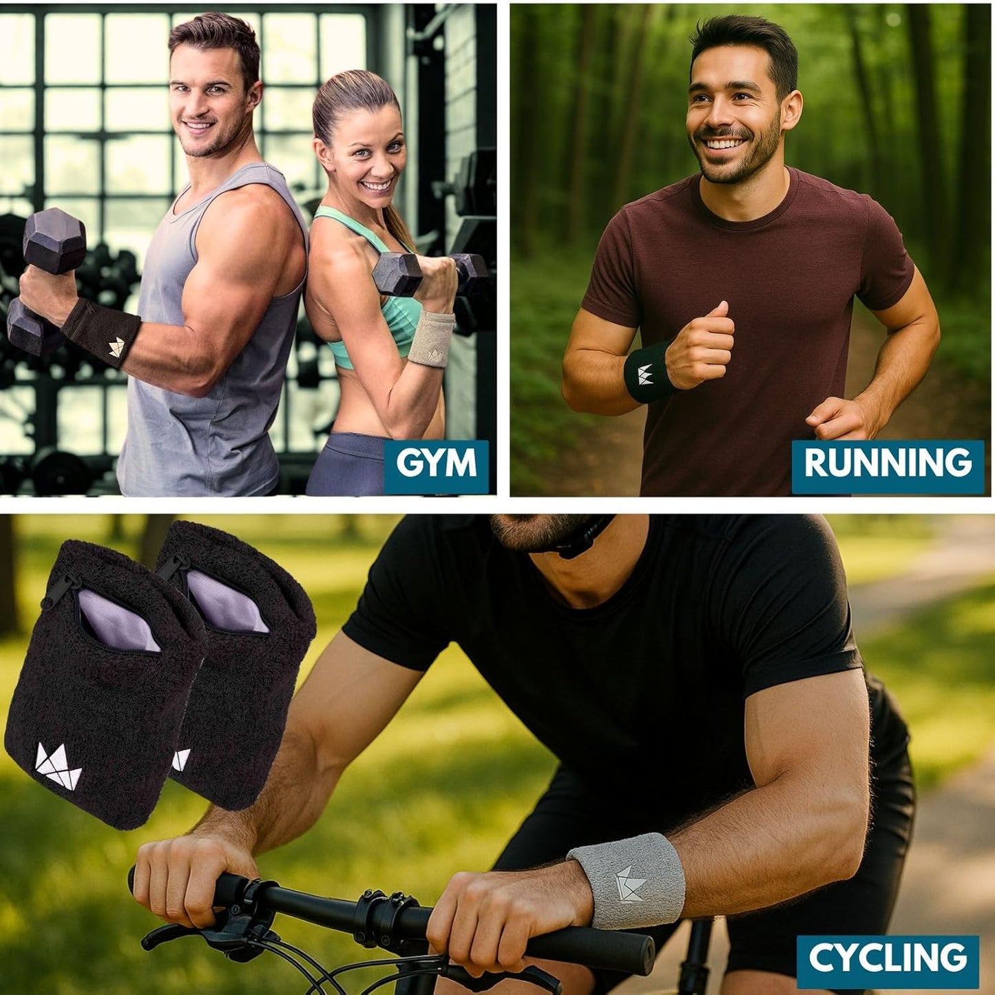 The Friendly Swede Wrist Wallets for Men & Women — Wristband Pocket with Zipper for Jogging, Cycling & Walking; Wrist Pouch for Men for Storing Cash, Keys & Credit Cards; Ankle Wallet - 2 Pack