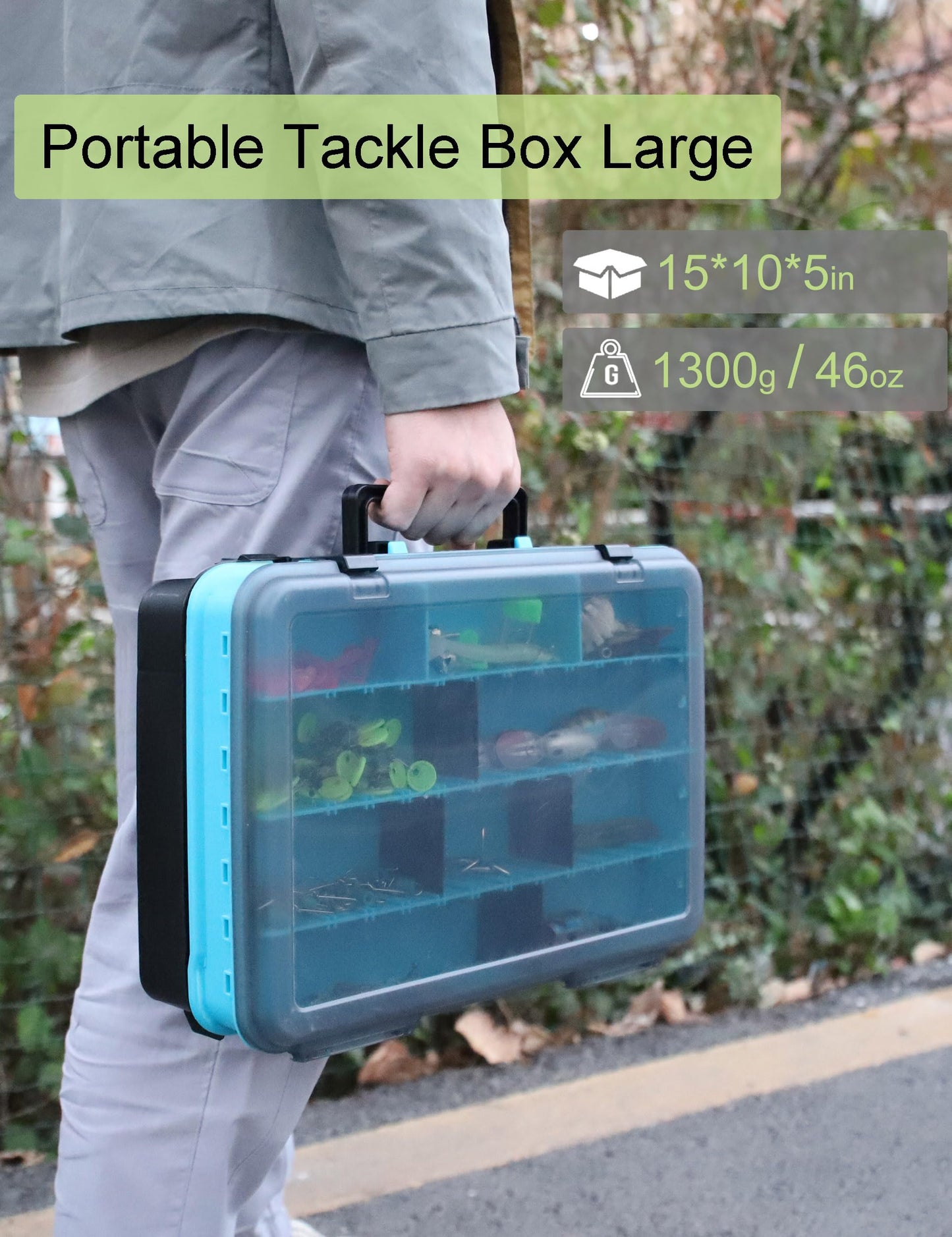 YVUDW Tackle Box Fishing Tackle Box Large Tackle Storage Box for Fishing Tackle Box Organizer Double-sided Tacklebox with Dividers Fishing Tackle Storage Boxes with Handle