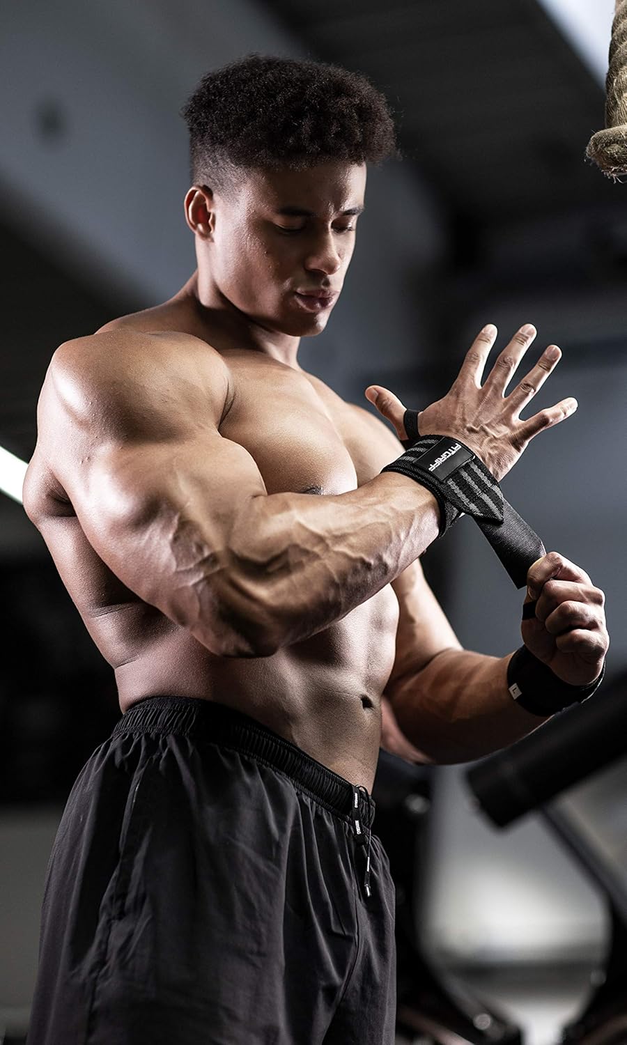 Fitgriff® Wrist Wraps for Weightlifting (18") Heavy-Duty Support for Gym, Bench Press, and Pushups (1 Pair) - for Men and Women (Black)