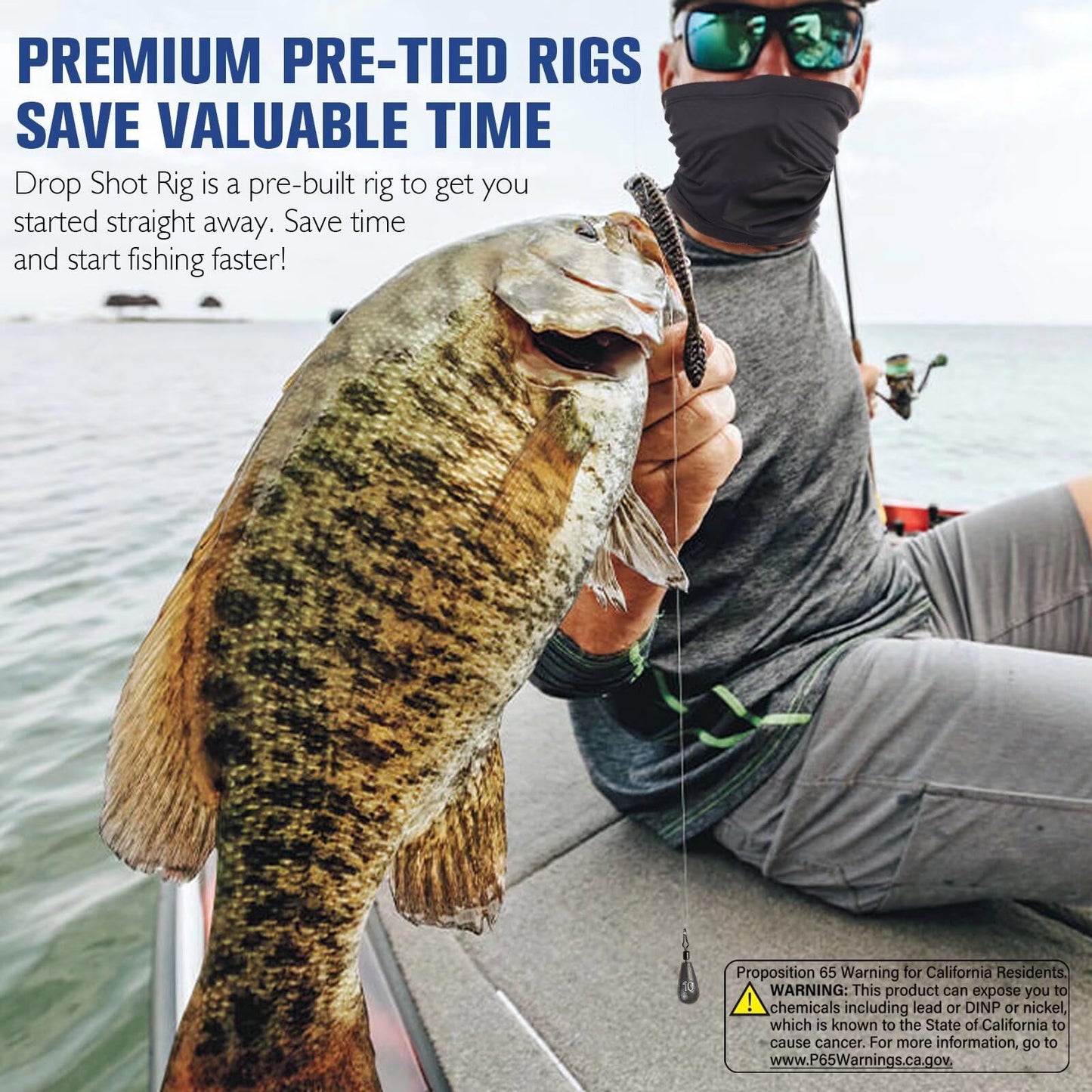 8PCS Ready Tied Drop Shot Rigs for Bass Fishing Drop Shot Hooks Fishing Rig with Drop Shot Weights 1/4OZ Swivel Fluorocarbon Fishing Line Weedless Hooks 1/0