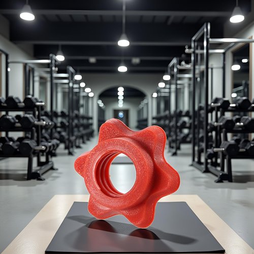 Red Dumbbell Hex Nut 25mm Barbell Bar Hexagon Nuts Spin-Lock Collars for 1 Inch Standard Barbells Bar Collar Screw, Weights and Accessories