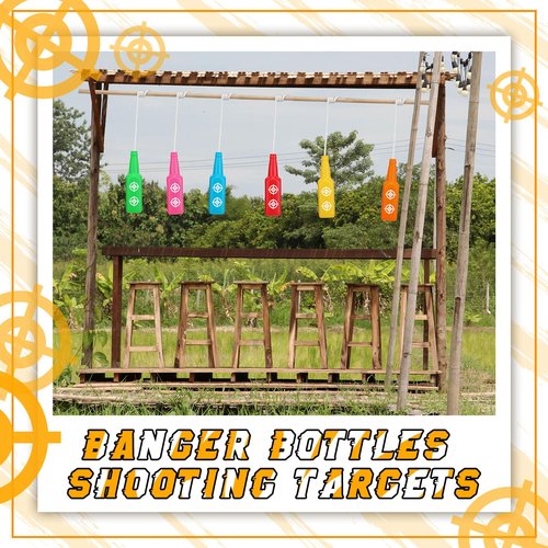 Tiangrid 6 Pack Shooting Bottles Shatterproof Bottle Targets with Rope Hanging Targets for Firearm Target Practice Shooting Accessories for Indoor Outdoor Gun Ranges
