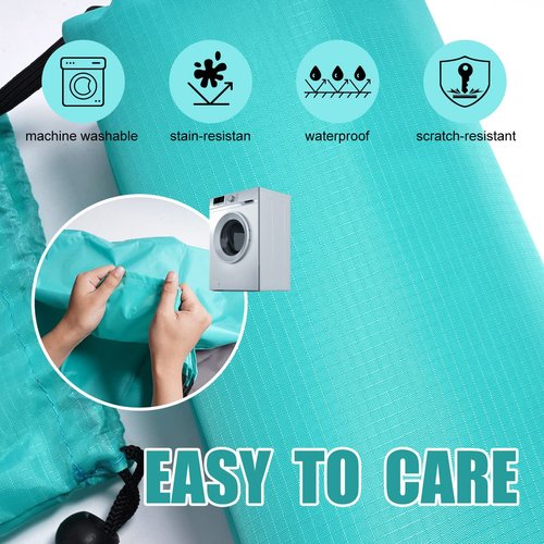 Yonge & Finch Large Beach Blanket Sandproof Heat-Resistent Beach Mat Machine Washable Camp Packable Pocket Blanket Waterproof Outdoor Blanket Fit 4-7 Persons 83 * 79inch Acid Blue