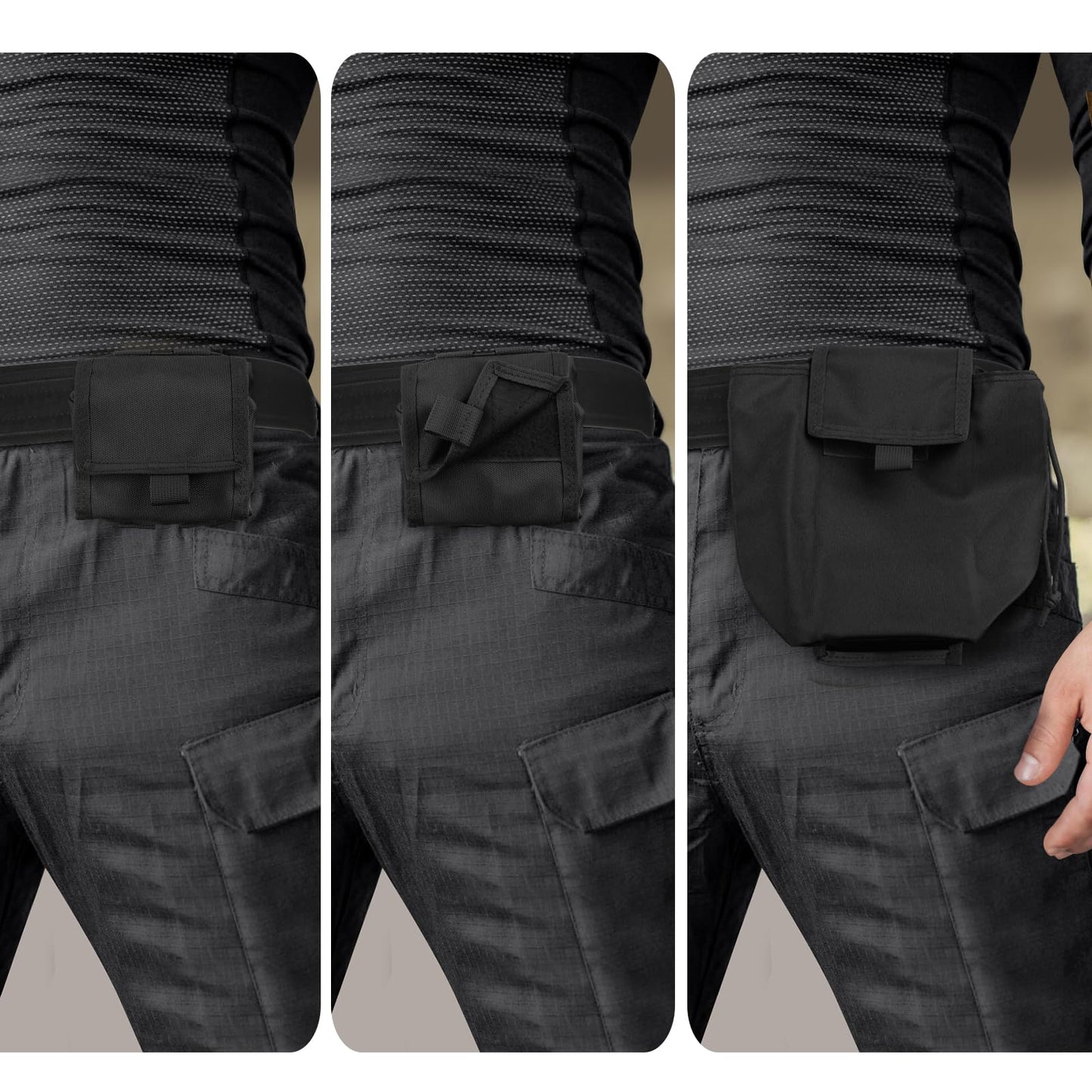 AIKATE Tactical Molle Dump Pouch, Roll-Up Drawstring Magazine Utility Pouch, Folding Dump Bag (Black)