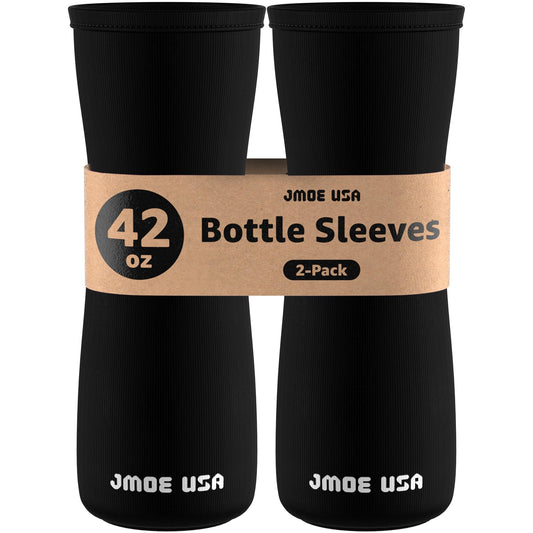 Jmoe USA 42oz Sleeve for Cirkul Water Bottle | Fits Plastic and Stainless Steel Bottles | Neoprene Sweat Absorbing Material | Fitted Design | 2-Pack | Insulated Cover (Black)