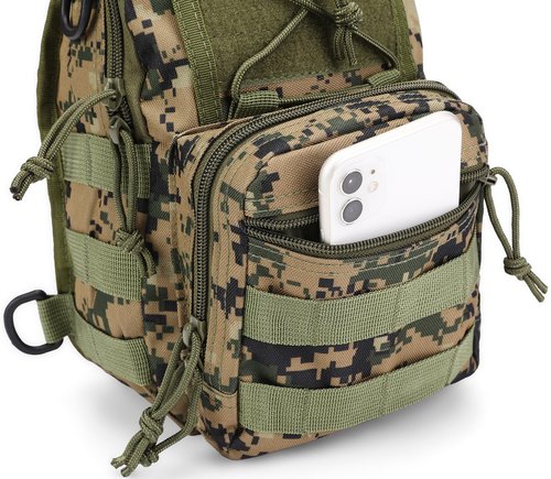 HOW'ON Hunting Backpack Waterproof Sling Shoulder Bag Small Carry Pouch Digital Jungle Camo