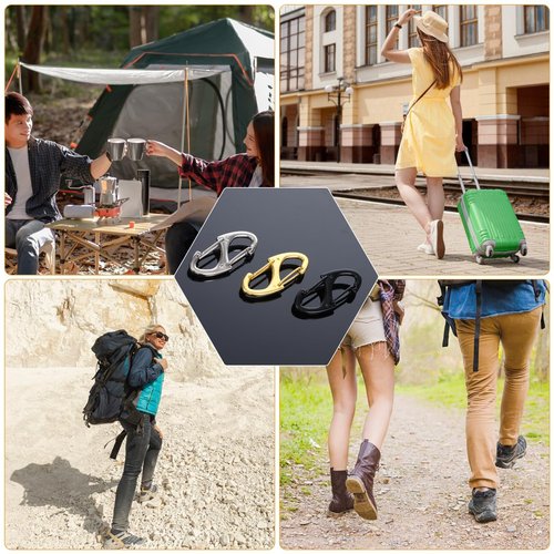 Xinjoduz 15 PCS Mini Metal S Carabiner Clips, 1.6 In Small Dual Wire Gate Spring Snap Hook Carabiner Clip Interlocking Keychain Clip Tiny Clip Attachment for Women Men Camping Fishing Hiking (3 Color)