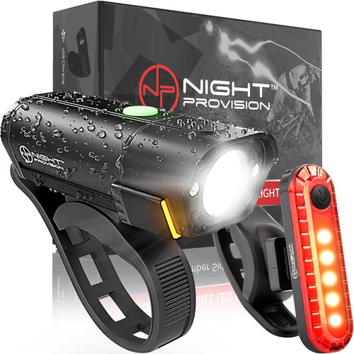 Bike Lights Front and Back (BX-500) - Bicycle Headlight and Tail Light Set with Powerful Rechargeable 540 Lumens LED for Night Riding - USB-C Compatible Charging - Bike Safety Equipment