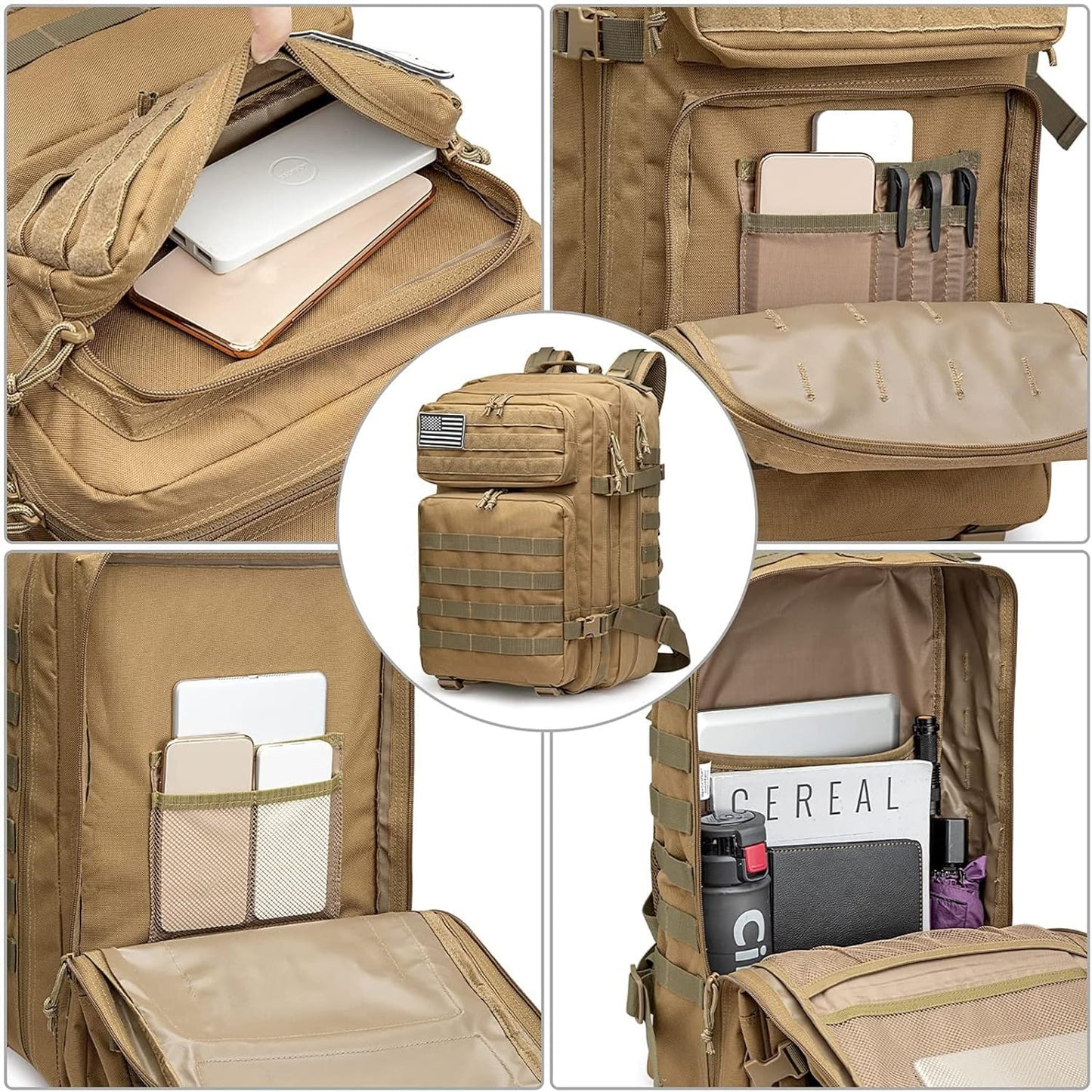 G4Free 45L Military Tactical Backpack 3 Day Assault Survival Molle Pack Bug Out Bag Travel Fishing Backpack Rucksack