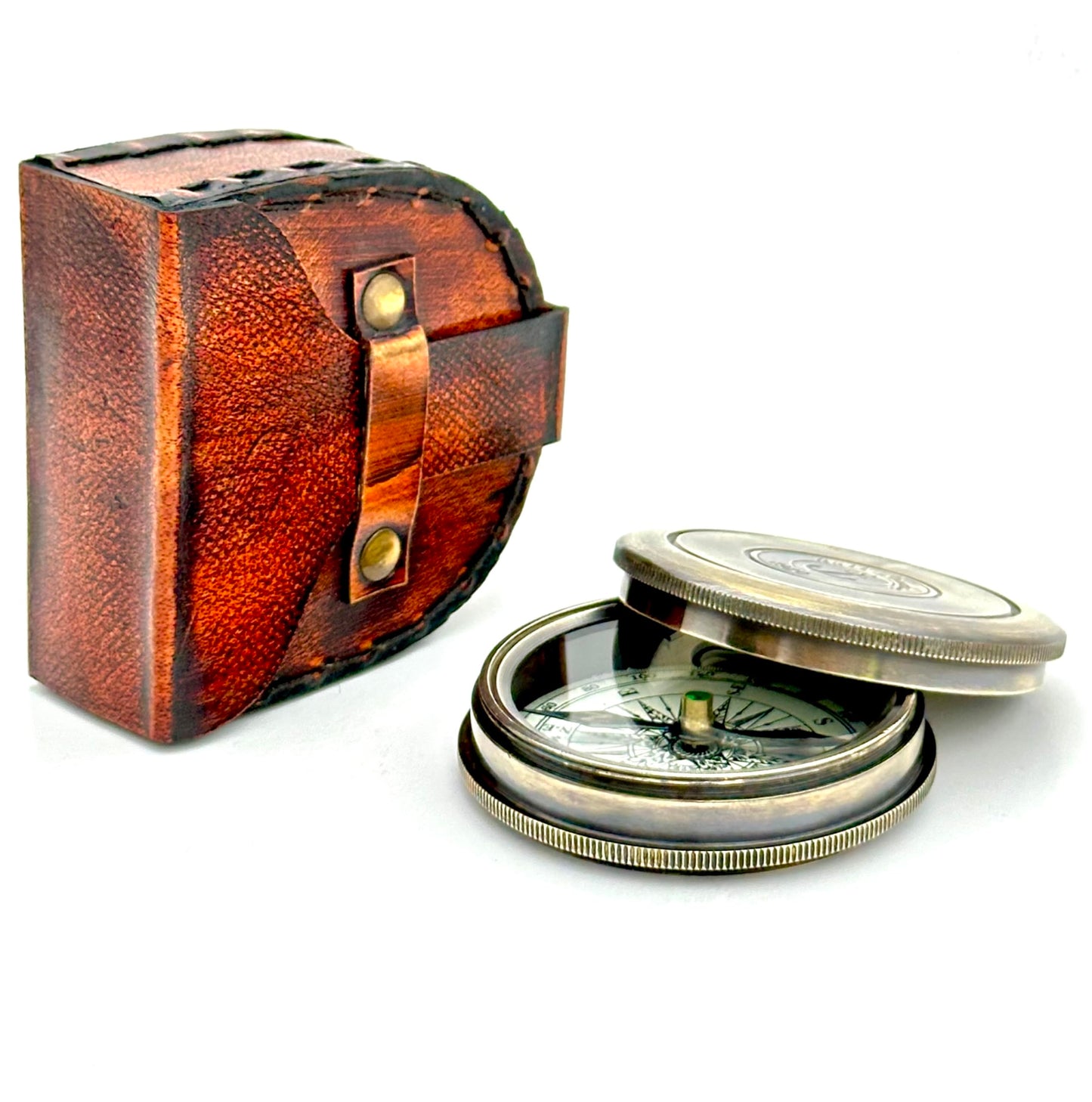 Faith Compass – Inspirational Gift for Men & Boys | Christian Baptism, Communion, Confirmation, or Graduation Present | “Faith is The Light That Guides You” Engraved | Leather Case