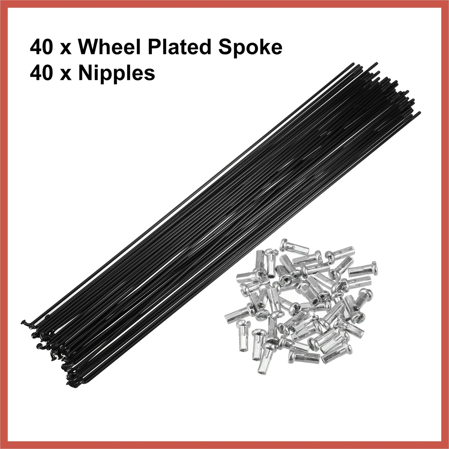 ACROPIX 40 Pcs Bicycle Steel Spokes 14G Bike Spoke 292mm Length with Nipples for Most Bicycle Car Parts