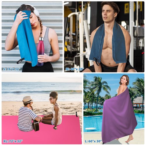 BOGI 4 Pack Microfiber Travel Sports Towel-Quick Dry Towel, Soft Lightweight Microfiber Camping Towel Absorbent Compact Travel Towel for Camping Gym Beach Bath Yoga Swimming Backpacking-4 pcs Medium