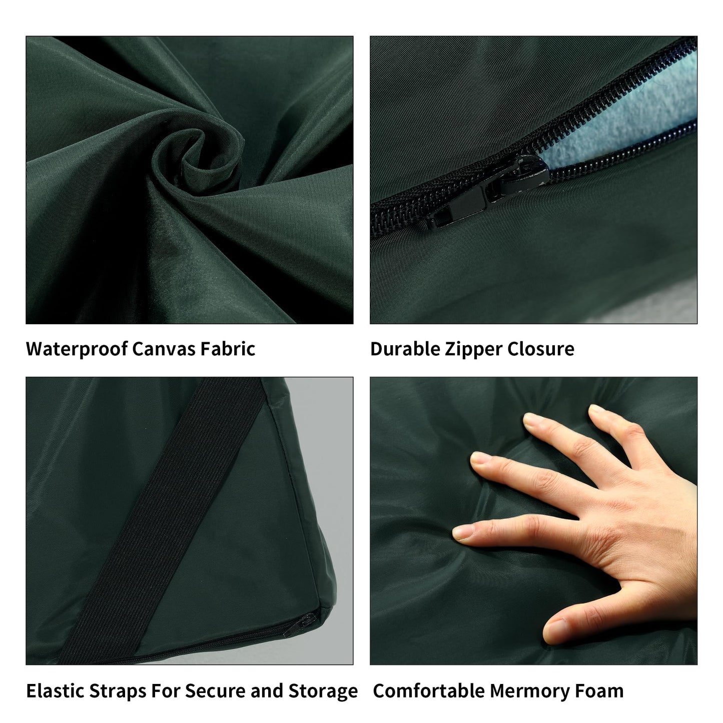 HOMBYS Waterproof Memory Foam Camping Mattress for Outdoor Sleeping, Roll Up Porable Oxford Cloth Cover Camping Mattress Pad Mat for Travel Truck Bed Tent (Green, Single-75"x30"x3")