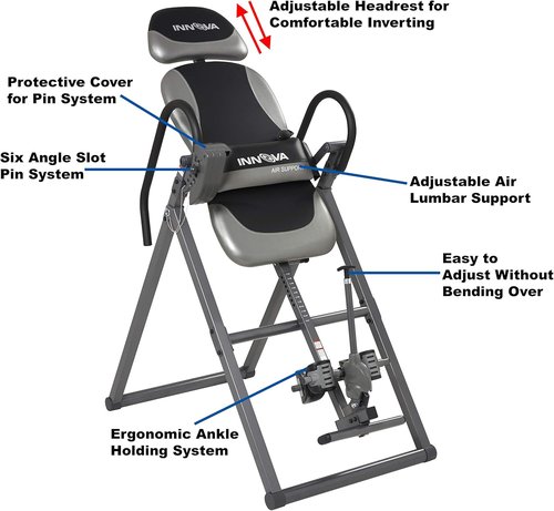 Innova ITX9900 Inversion Table with Air Lumbar Support, Black/Gray