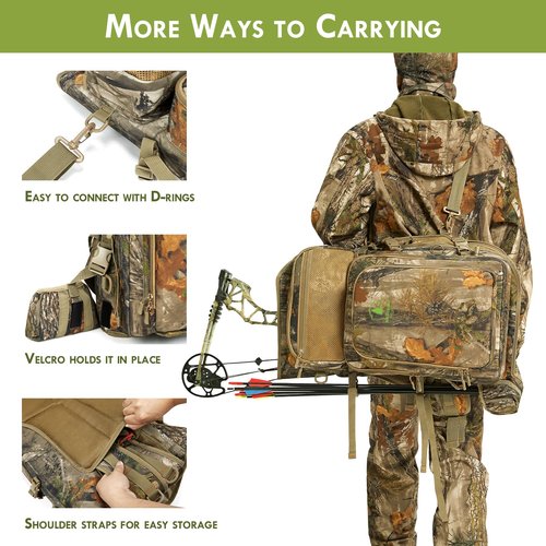 Camo Bow Hunting Backpack for Men, Saddle Hunting Backpack with Bow Holder