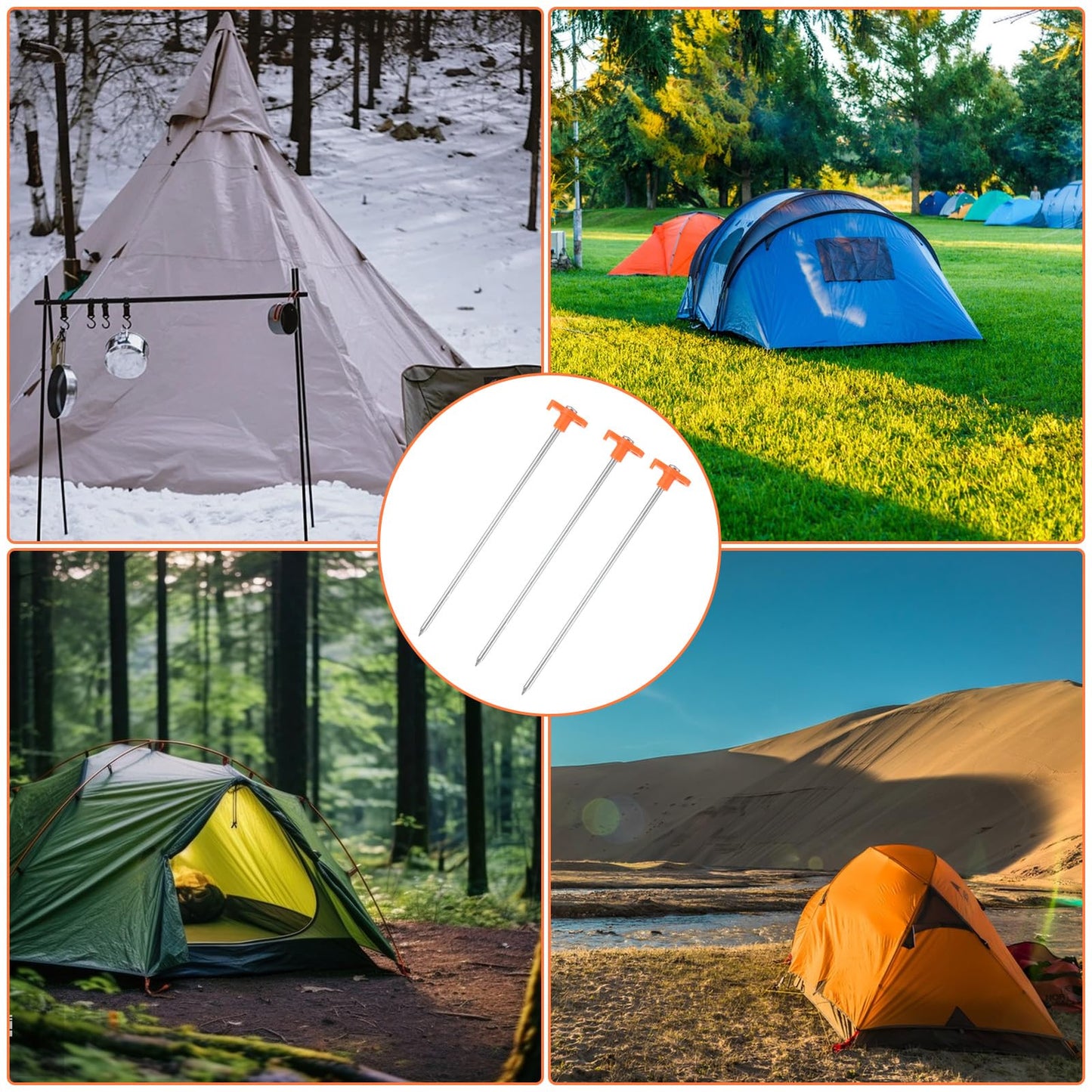 APACALI 40 PCS Metal Tent Stakes Heavy Duty, 10 Inch Yard Stakes Non-Rust Metal Tent Pegs Ground Stakes Tent Spikes Camping Accessories for Camping Patio, Garden, Canopies, Grassland, Outdoor