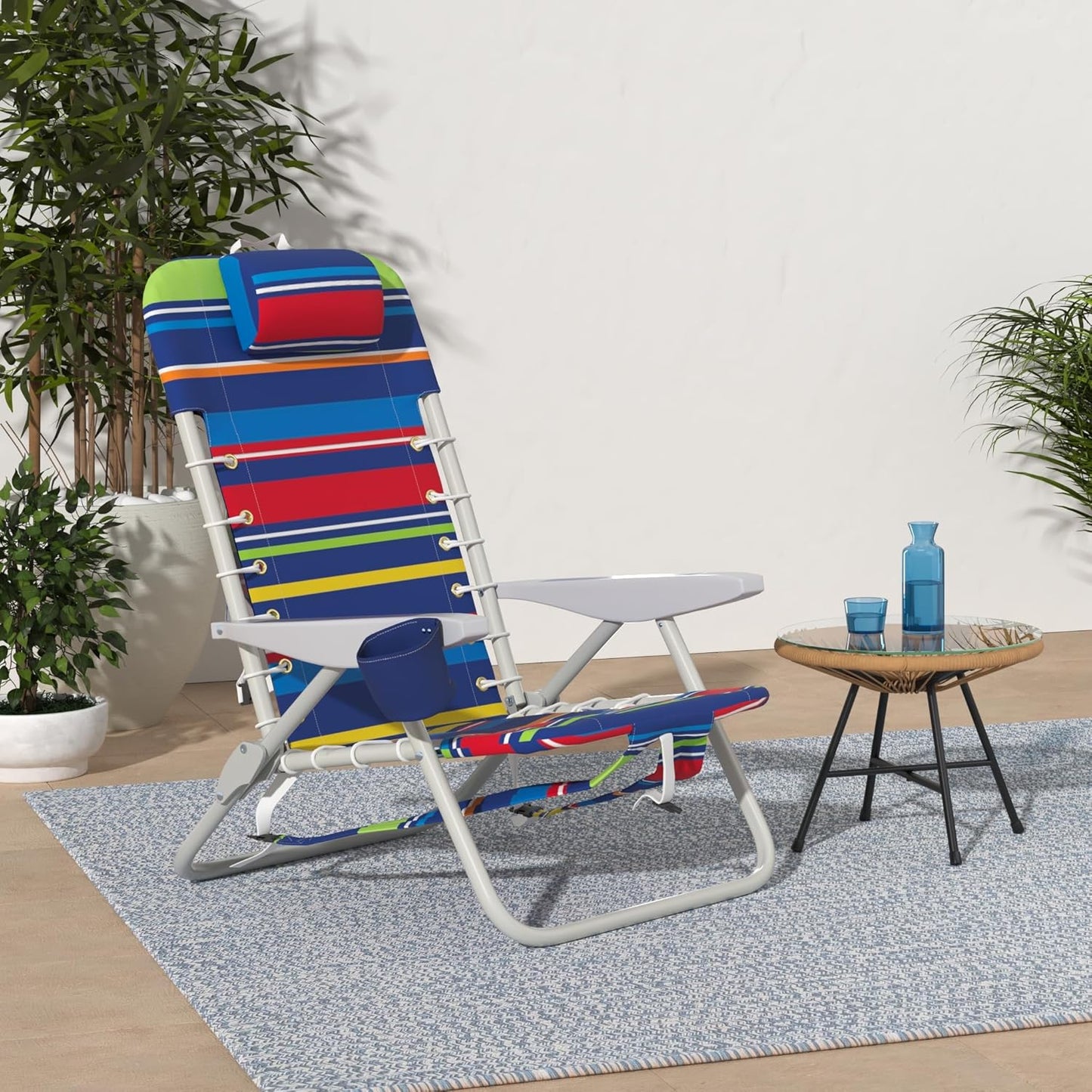 RIO Gear Beach Lace-Up Suspension Folding Beach Chair, Navy , 44.7" x 25.5" x 26.5"