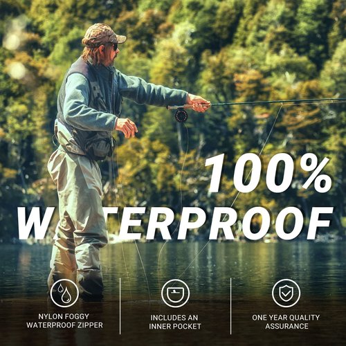 HotSrace Chest Fishing Waders for Men and Women, 3-plyer Nylon Waterproof Lightweight Waders with 4mm Neoprene Stockingfoot