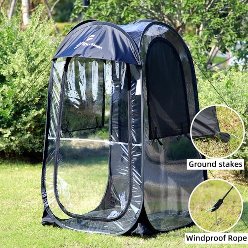 Sportneer Sports Tent: 1 Person Instant Shelter with Ultra Visibility for Cold Day - Lightweight Portable Pop Up Tent for Sports Event, Protection from Cold Wind and Rain, 37" Lx 37" W x 63.5" H