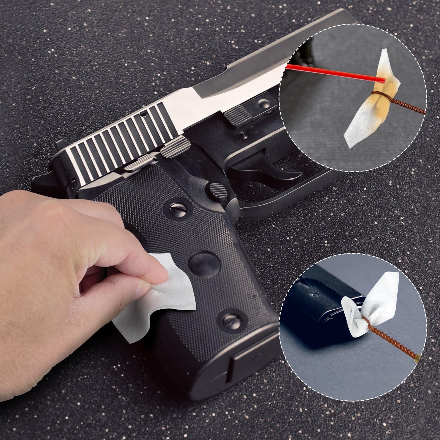 800 Pcs Gun Cleaning Supplies, 2x2 Inch Cotton Patches and 6 Inch Cotton Swabs, Highly Absorbent and Lint-Free Universal Cleaning Kit for Comprehensive Gun Maintenance