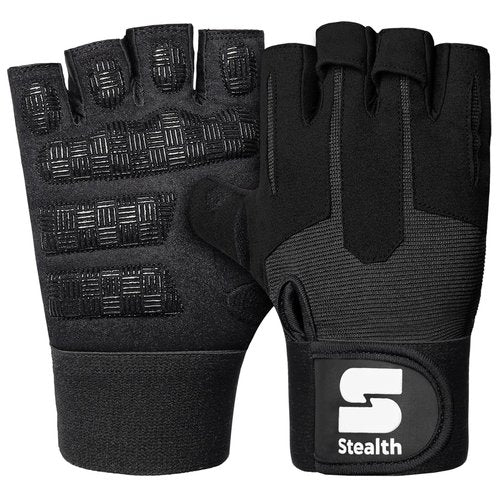 Stealth Sports Weight Lifting Workout Gloves Men Women Non-Slip Gel Padded Grip Full Palm Protection for Pull ups Gym Training Fitness Weightlifting Bodybuilding Exercise Gloves,R7 - Black (L), Large