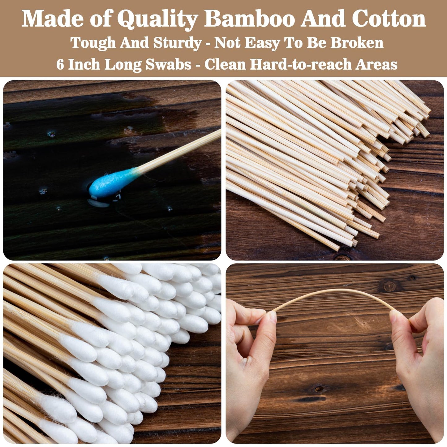 800PCS SUKH Gun Cleaning Patches - Gun Cleaning Supplies Swabs 200 PCS 6" Parts Cleaner with Long Cotton Wooden Swab and Square Patches Rags 600 PCS for Guns Maintenance or Daily