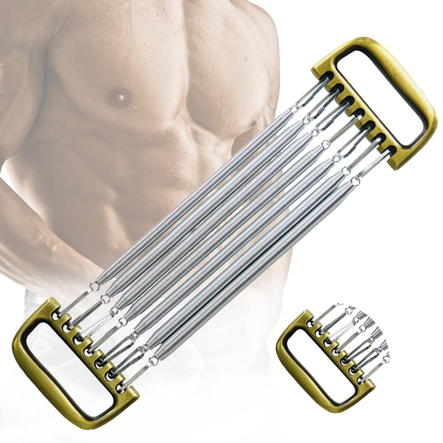MKHUIBU Chest Expander for Men 7 Spring Adjustable, Chest Expander with Aluminum Handle Band, Strength Trainer for Home Office Gym Muscle Training Exerciser