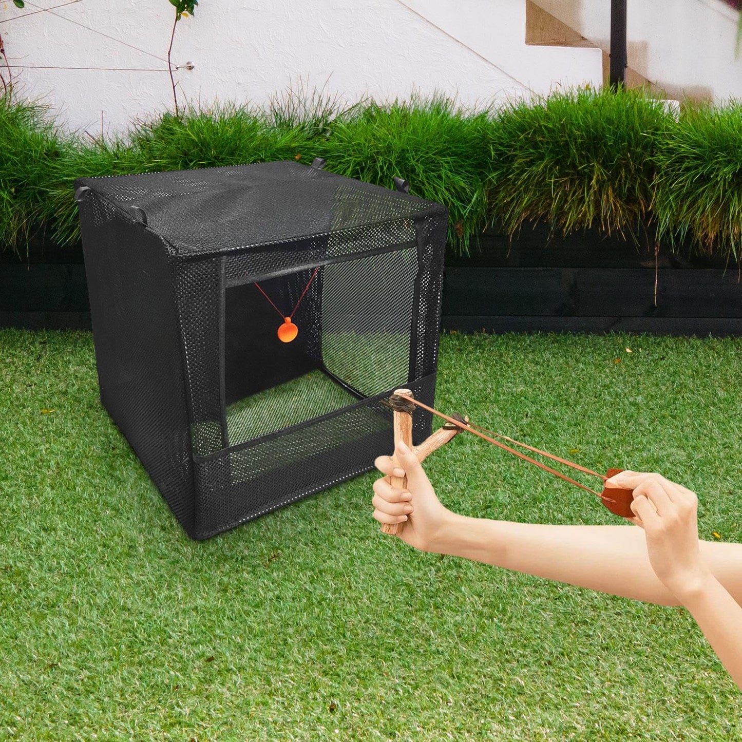 Amagogo Target Box Slingshot Target Catcher Box for Hunting Training Folding Storage Box Stainless Steel Frame Slingshot Target Box
