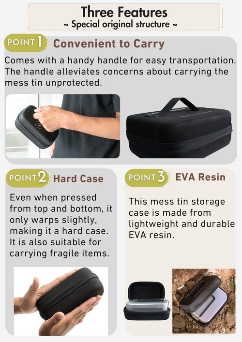 camping moon EVA Case for Large Mess Tin 8.9 x 6.1 x 3.3 inches Black S-2013-B