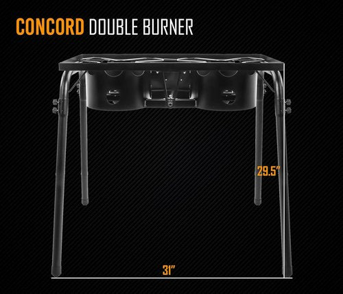 Concord Double Propane Burner - Outdoor 2-Burner Camping Stove for Cooking & Home Brewing