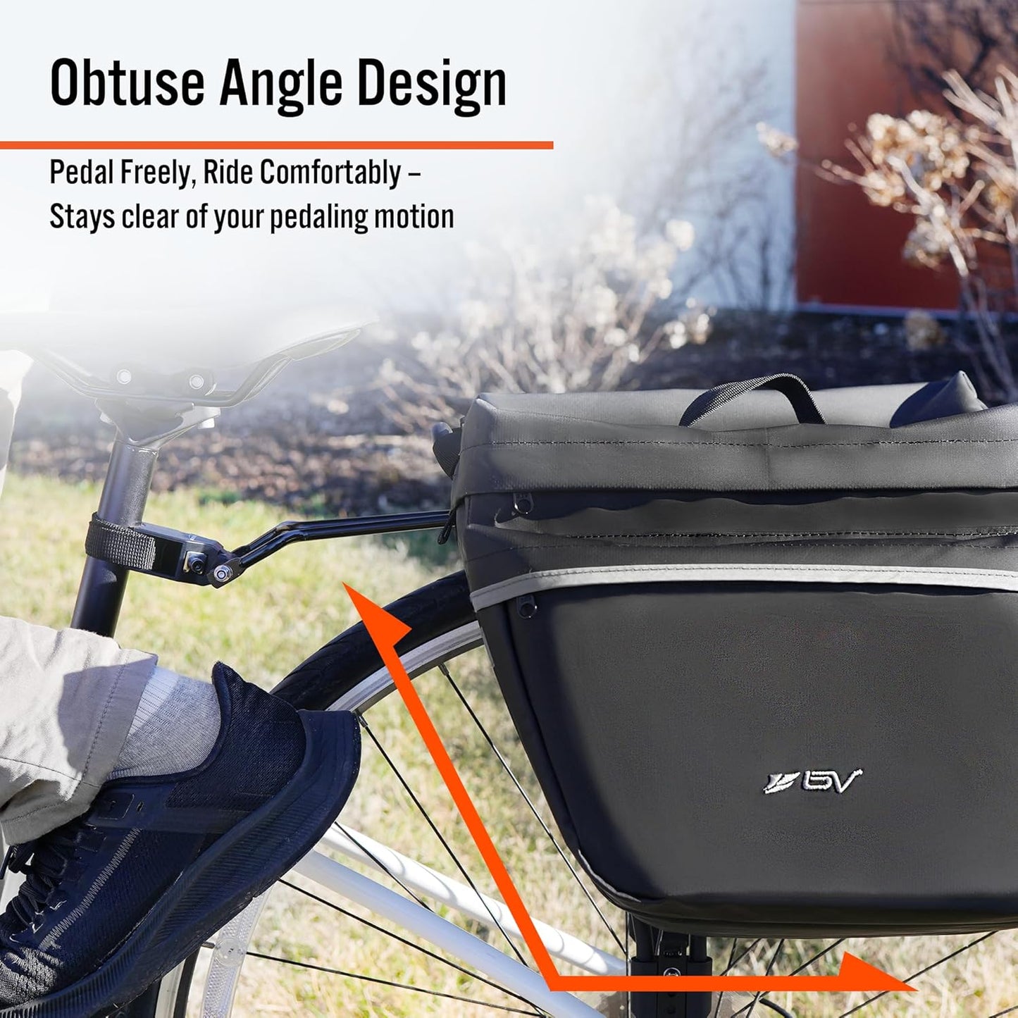 BV 26L Rear Bike Bag - Bike Saddle Bag with 4 Zippered Compartments & Adjustable Hooks - Water-Resistant Bike Bags for Bicycles with Reflective Trim, Taillight Hanger & Handle - Fits Most Racks